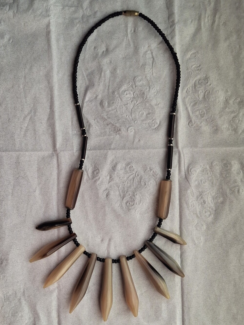 Vintage Brown and Black Pendant Spike Necklace